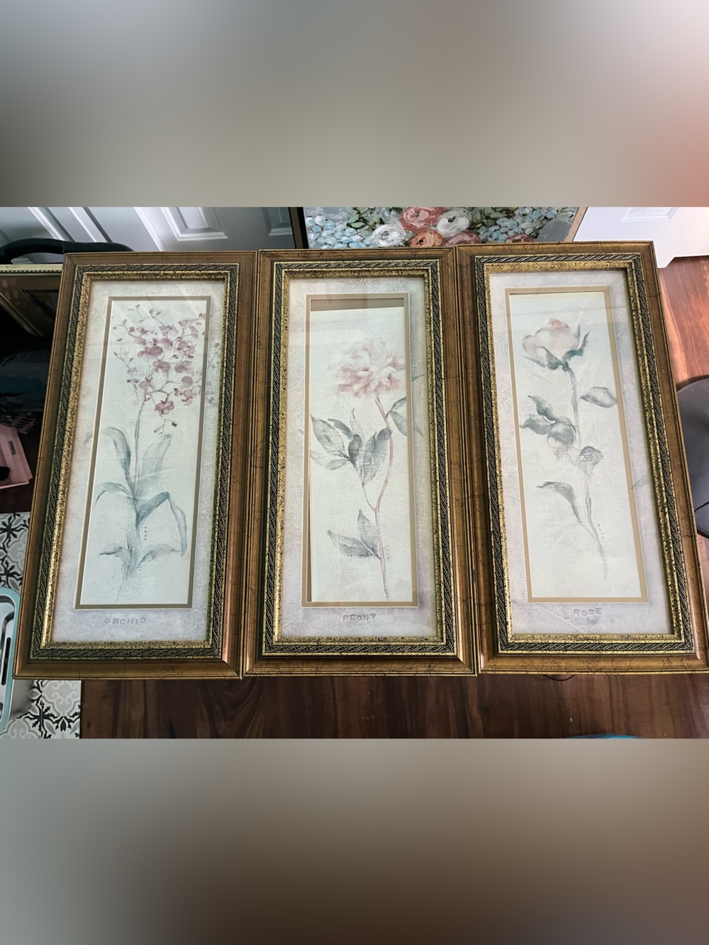 3pc Cheri Blum Flower Arrangement Art Frames 1x11x23